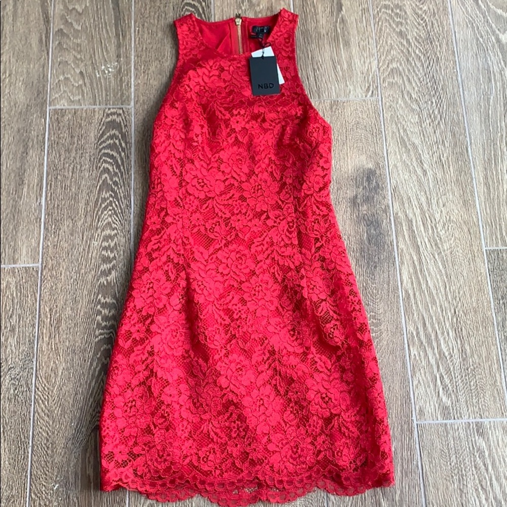NWT- NBD RED LACE CUT OUT DRESS - Picture 3 of 6